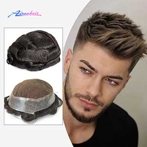 Australian Swiss Lace Human Hair Men Toupee with PU Skin Around